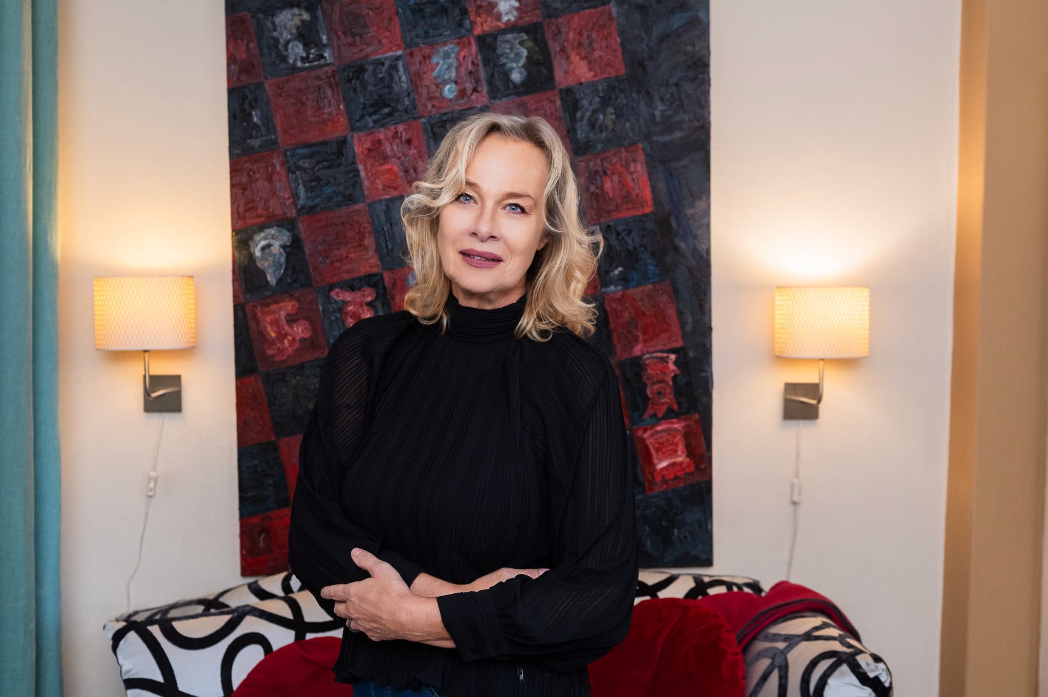 Porträtt av Maria i en lugn terapimiljö